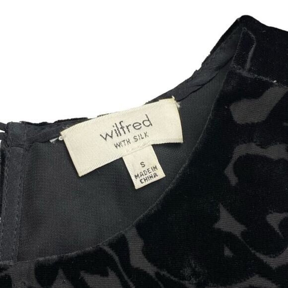 WILFRED Aritzia Trompette Velvet Silk Blend Floral A-Line Dress Sz Small - Picture 3 of 5